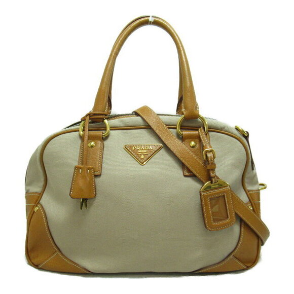 Prada Leather Brown Boston Canvas Bag - Picture 2 of 10